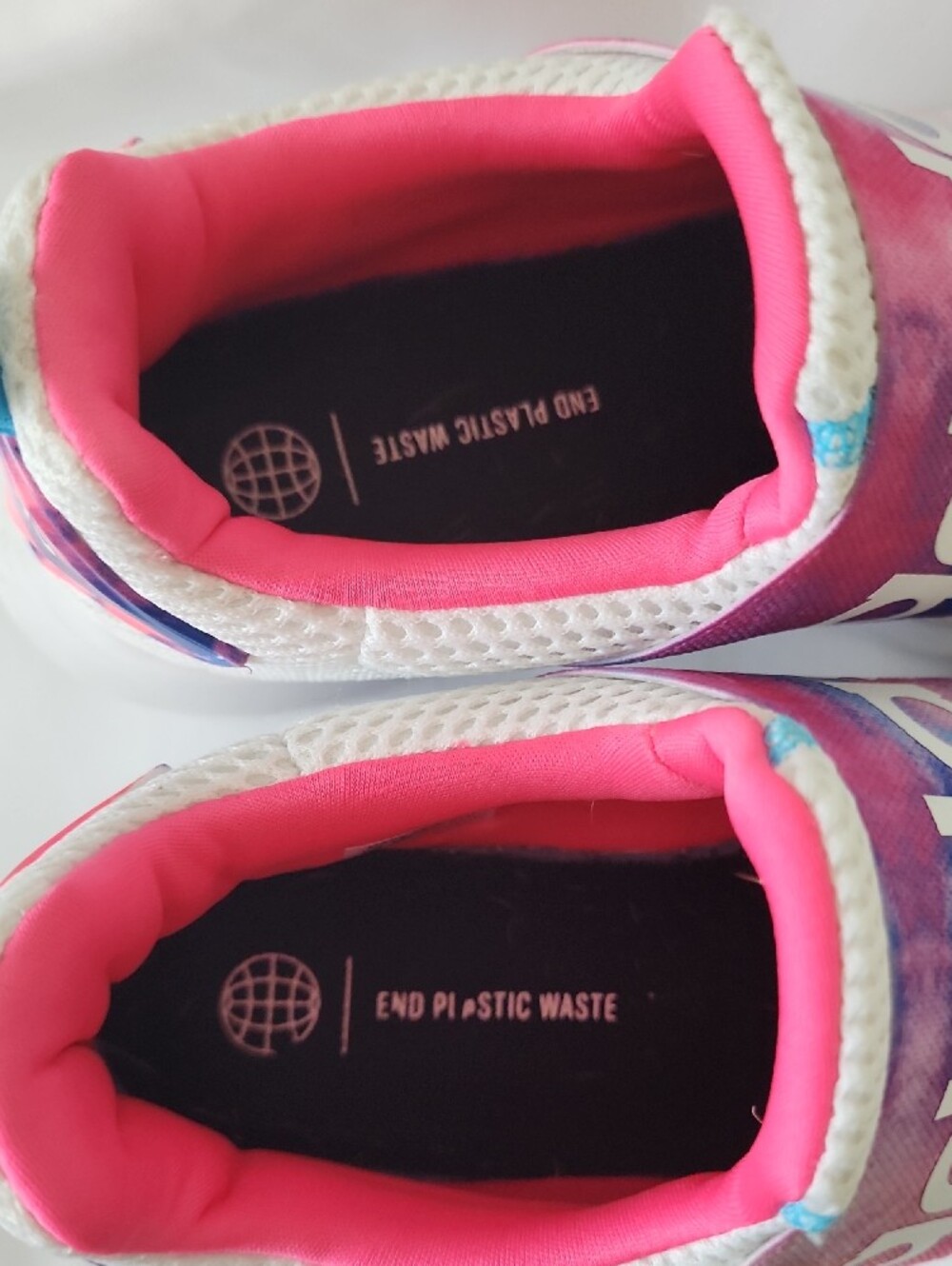 adidas Kids White Pink Blue Slip-On Athletic Sneakers - Picture 7 of 8